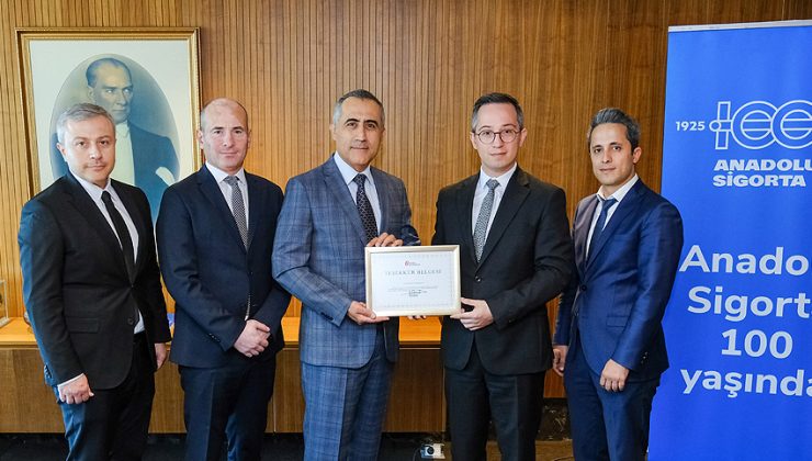 Anadolu Sigorta’ya İstanbul Defterdarlığı’ndan teşekkür belgesi